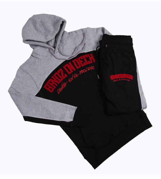 BandzOnDeck Originals Grey And Black Red Tracksuit