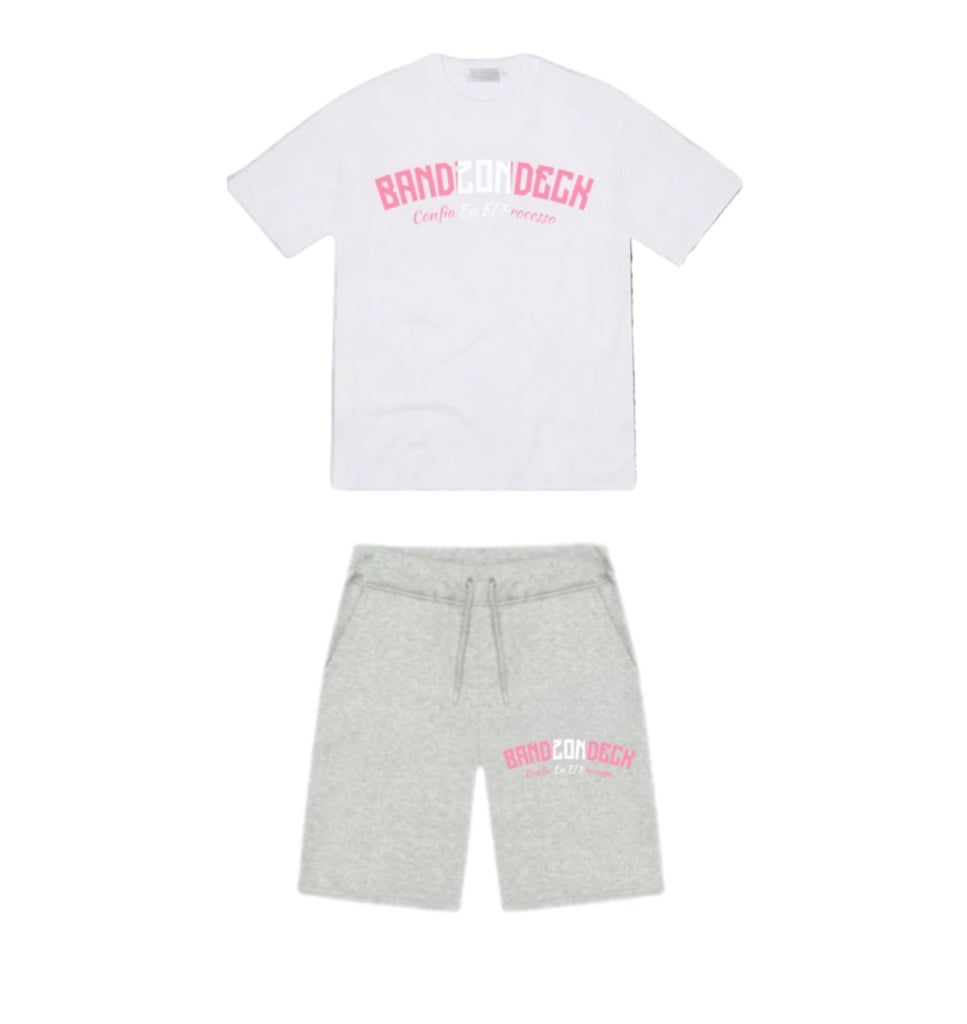 Pink Line Shorts Set