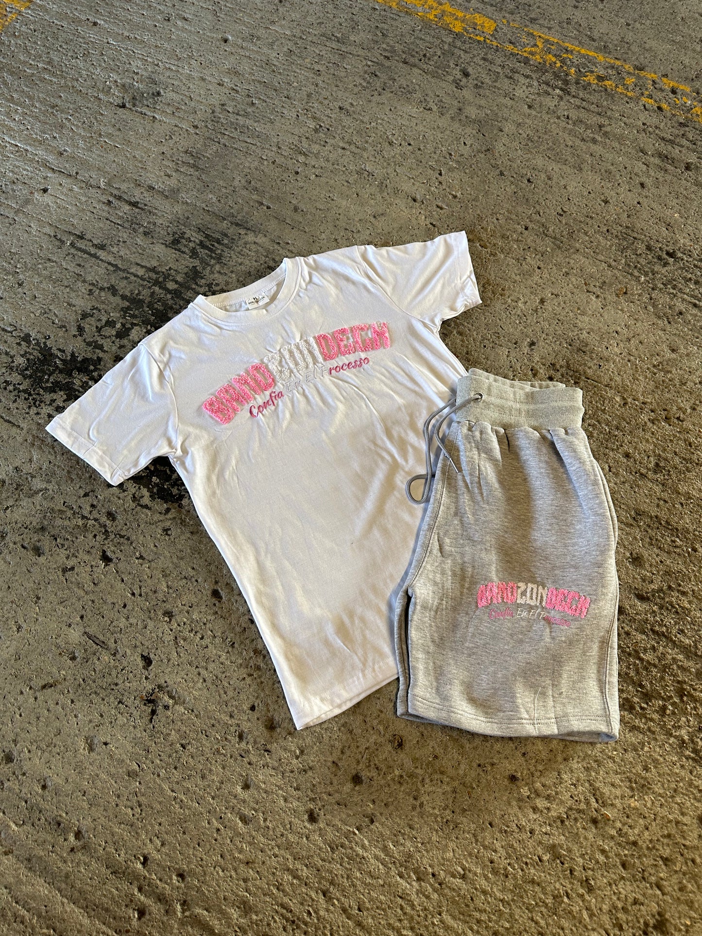 Pink Line Shorts Set